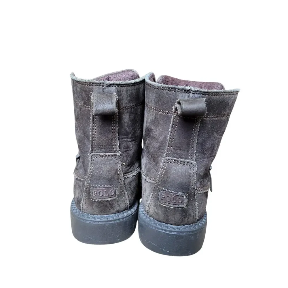 Polo Ralph Lauren Ranger Hi II Boys Leather Boots Brown Bear Size 13